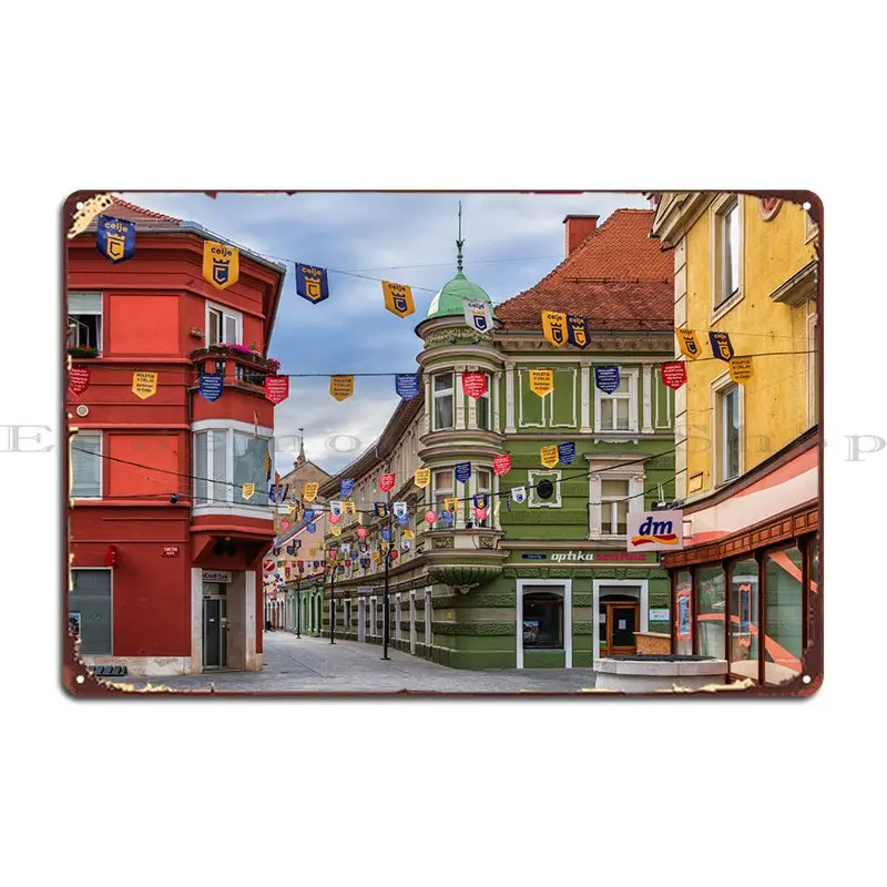 

Celje, Старый город в Словении, металлический плакат, кинотеатр, бар, пещера, пластины, гараж, персонализированный жестяной плакат