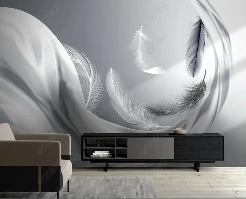 

custom mural 3d photo wallpaper on the wall modern luxury feather silk living room home decor wallpaper for walls in rolls