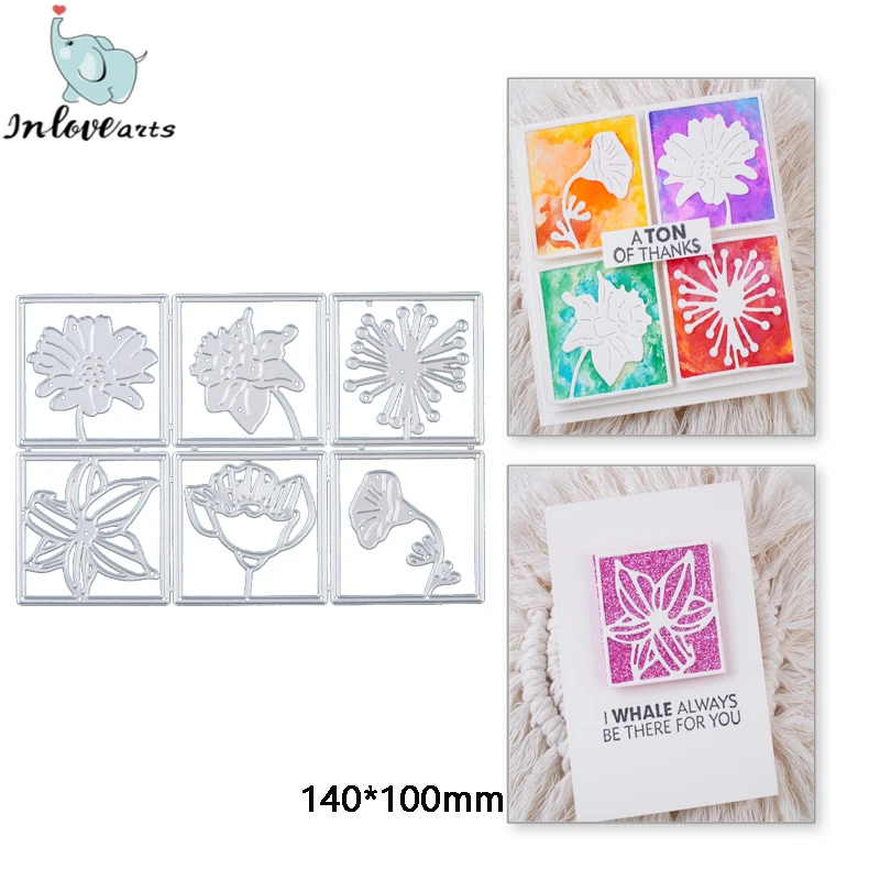 

InLoveArts Craft Metal Cutting Dies Cut Die Mold Flowers Suqare Frame Scrapbook Paper Craft Knife Mould Blade Punch Stencils Die