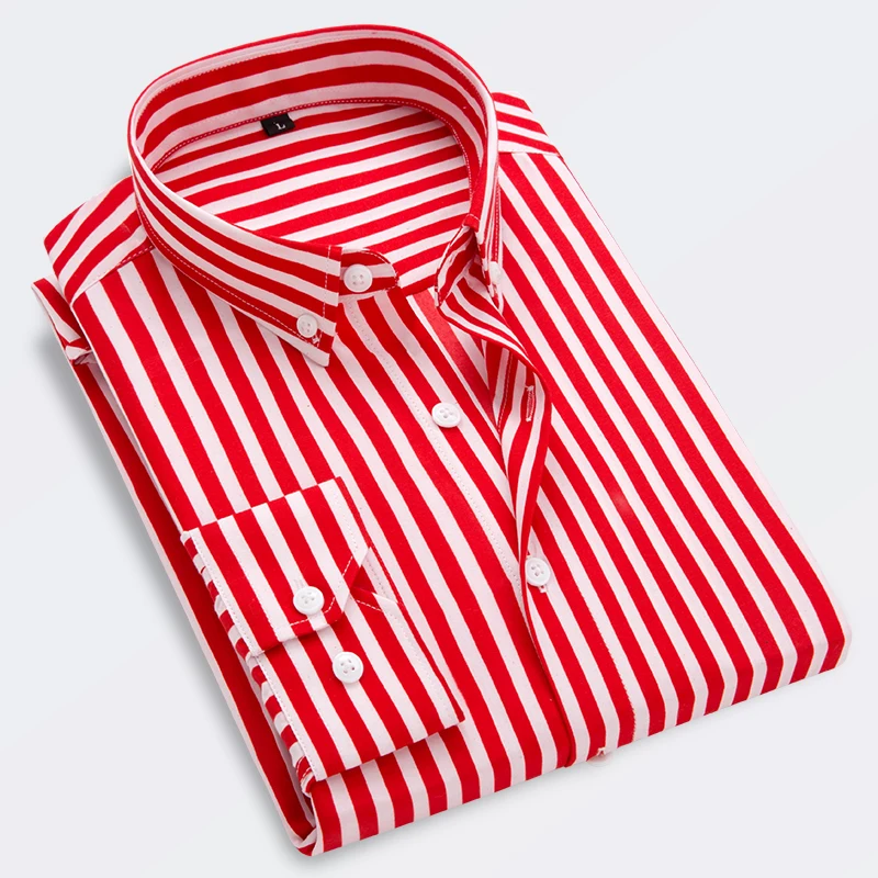 

Plus Large Size 5XL Men's Korean Classic Striped Shirt Long Sleeve Slim Business Leisure Youth Shirt Male Social Dress Shirts 2