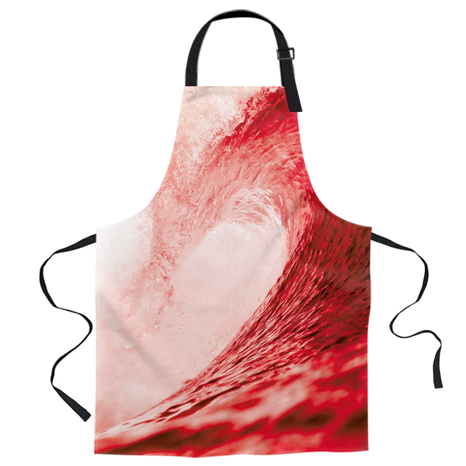 

Red Waves Seascape Beach Summer Design Adjustable Canvas Kitchen Coffee Apron Ladies Couple Cooking Dining