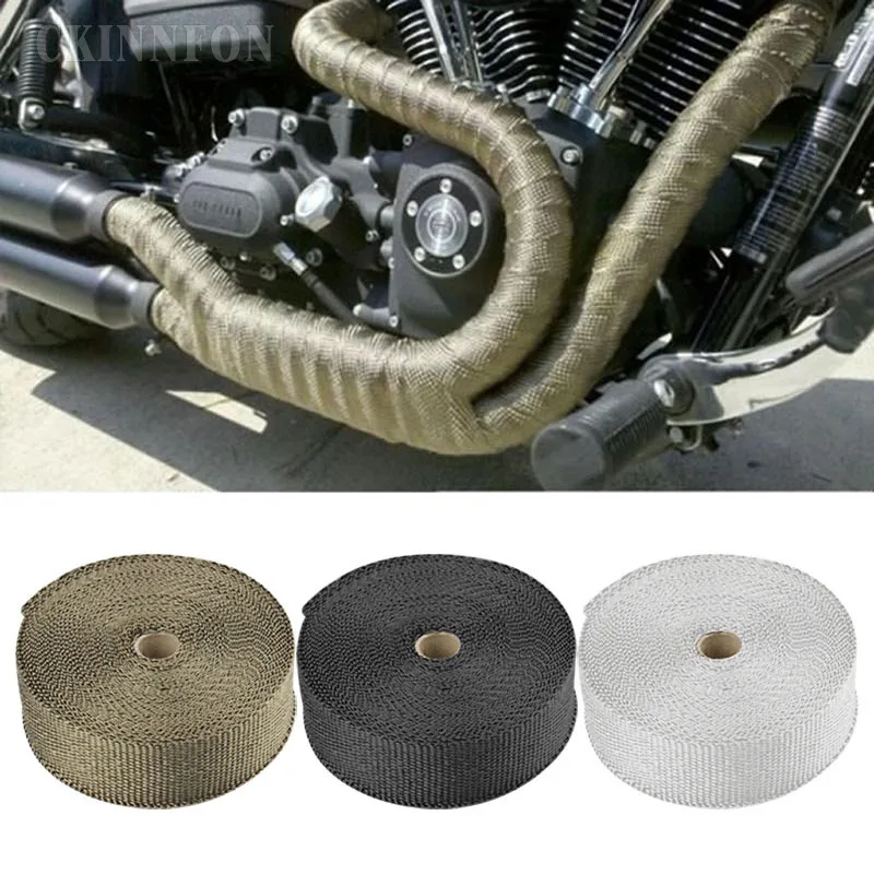 

DHL 20Pcs 5cm*5M/10M Motorcycle Heat Exhaust Pipe Heat Shield Thermal Tape Wrap Insulation Kit Fiberglass Exhaust Tape