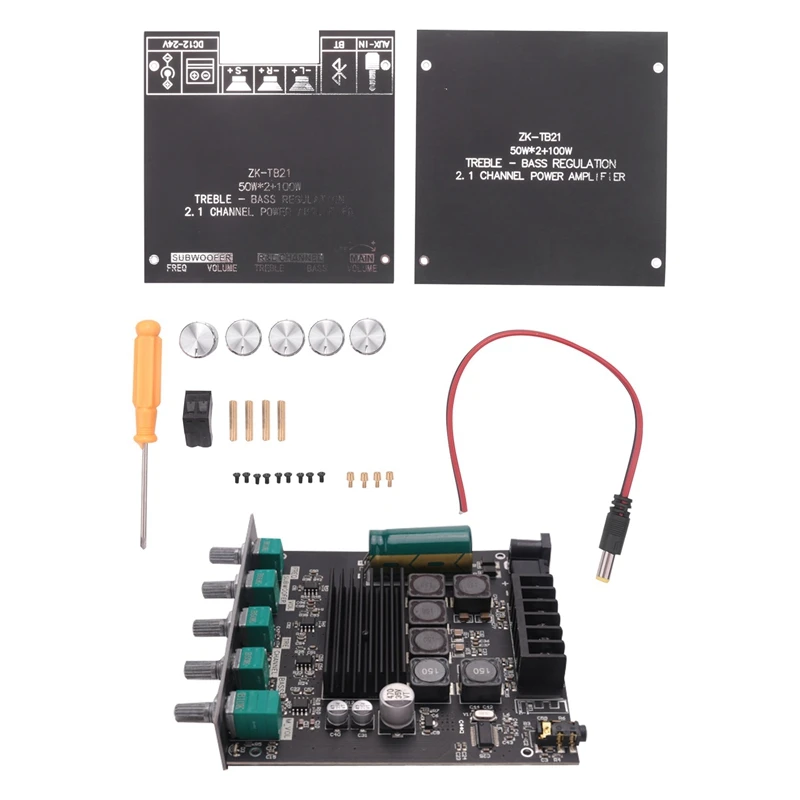 

Bluetooth Amplifier Board Hifi Stereo 2.1 TPA3116D2 50WX2+100W 12V-24V Audio Power Amplifier Module