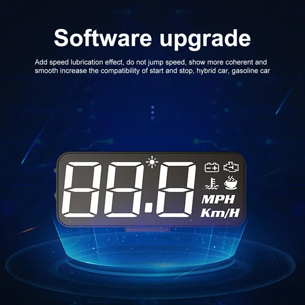 

Alarm Display 1 Set Useful Large Font with Flat Wire Multiple Functions Head Up Monitor for Car