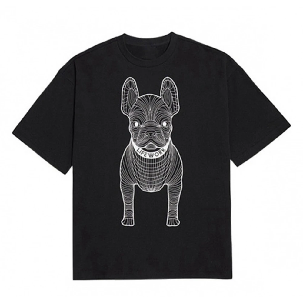 

Модные мужские и женские футболки, парная футболка в стиле хип-хоп, модная брендовая однотонная хлопковая футболка высокого качества в Корейском стиле с принтом собаки