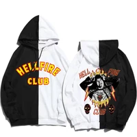 stranger things hoodies hellfire club printing hoodie contrast top black white colorblock sweatshirt man woman popular sweaters