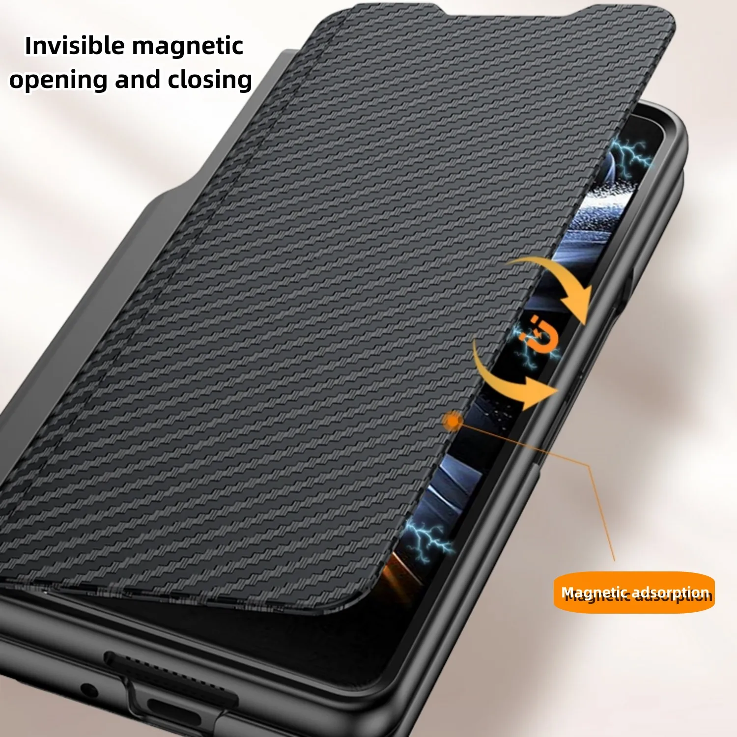 Card Package Pen Holder Case For Samsung Galaxy Z Fold 4 5G Leather Cover Plain Lether Shockproof With Detachable Pen Slot Capa