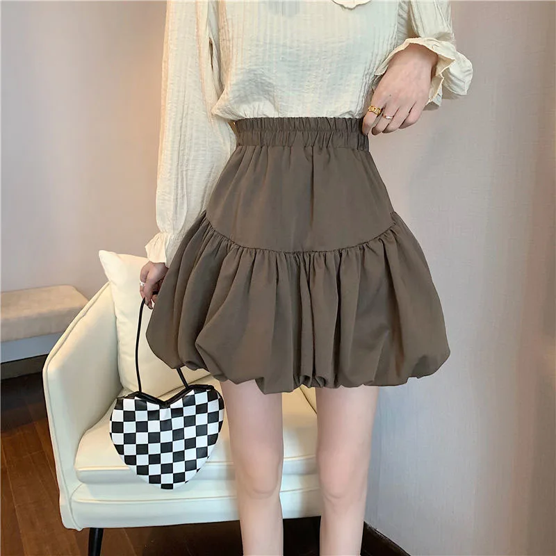 Мини плиссированная юбка в стиле Харадзюку однотонная женская юбка-пачка летняя