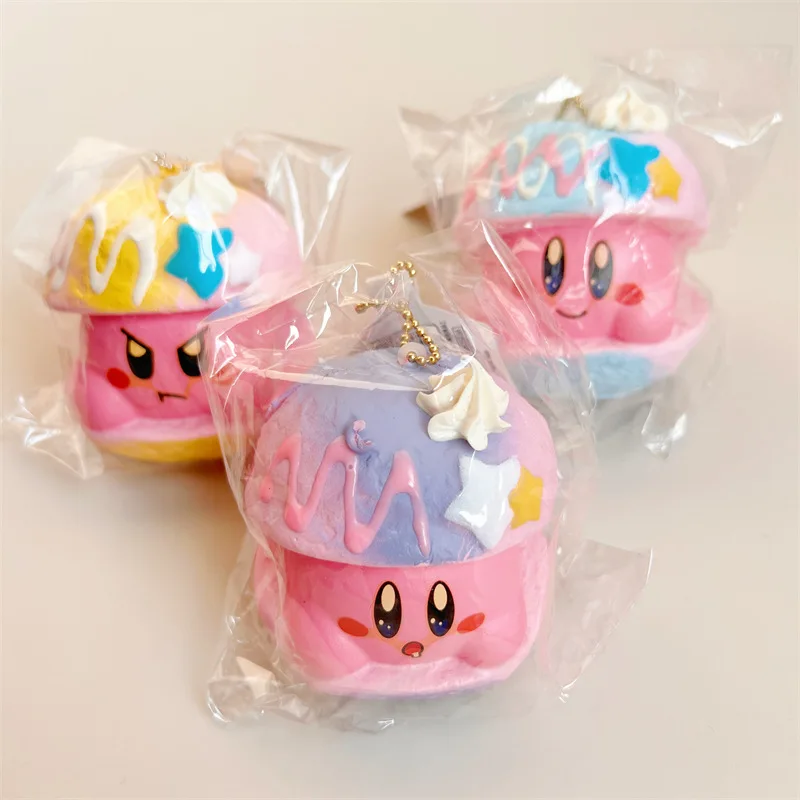 Фото Мягкий брелок-антистресс Kirby Puff Cake, медленно восстанавливающий форму, кавайный аниме-шарм Кирби, подвеска для сумки, подарок №1