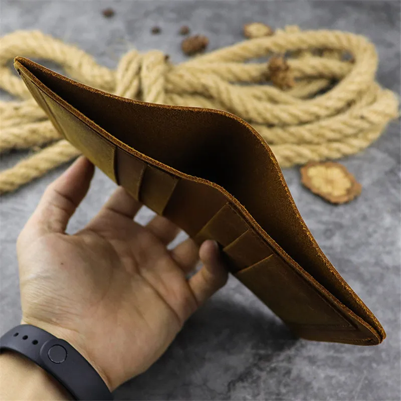 PNDME Vintage Genuine Leather  Business Small Wallet Fashion Crazy Horse Leather Top Layer Cowhide Multi-Card Wallet