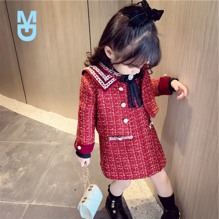 

New 2021Girls Fashion Clothing Set Cardigan Jackets+dress Baby Girl Kids Elegant 2pcs Suits Children Autumn Princess Clothes Out