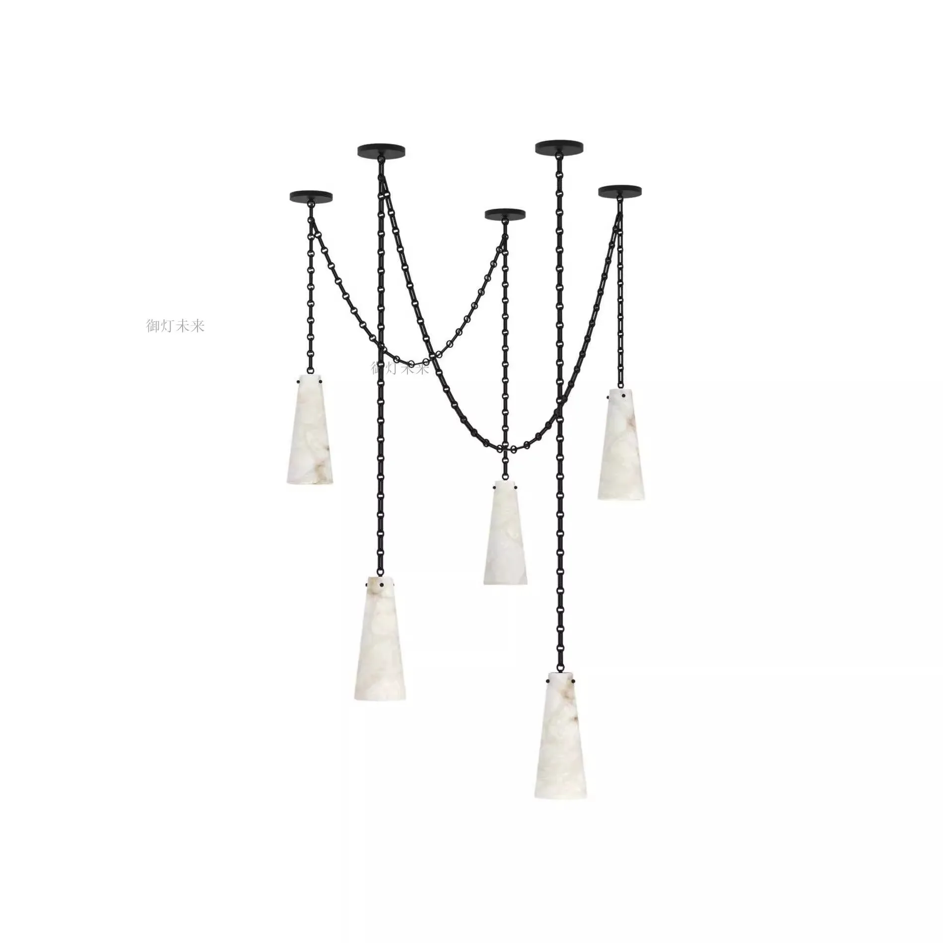 Домашний Декор Натуральный Мрамор Железная Цепь E14 Светодиодная Люстра DIY