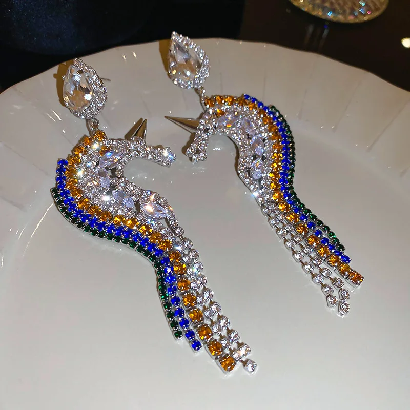 Богемные Винтажные серьги-подвески в виде единорога для женщин модные