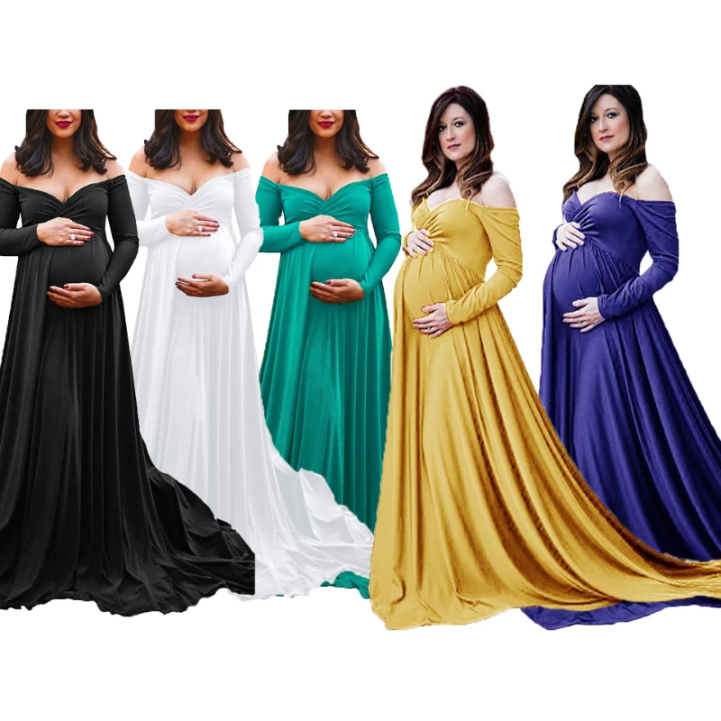 

Long Tail Maternity Dresses For Photo Shoot Maternity Photography Props Maxi Dresses For Pregnant Women Clothes Pregnancy Dress