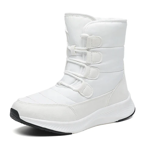 Женские ботинки, зимние белые ботинки для снежной погоды, короткие стильные Нескользящие качественные плюшевые ботинки, зимняя обувь на платформе, женские ботинки 2020