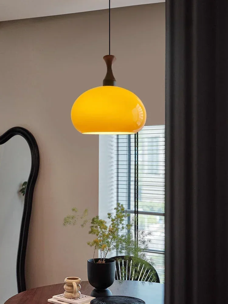 Винтажный стеклянный потолочный светильник в стиле ретро деревянный журнальный