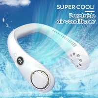 portable bladeless hanging neck fan led displayrechargeable usb fan ventilador mini cooling mute fans for outdoor sports