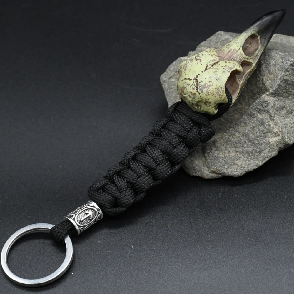 Odin Raven Skull брелок Викинг Paracord норвежская ворона &quotСкелет&quot Runes dragon Bead аксессуары