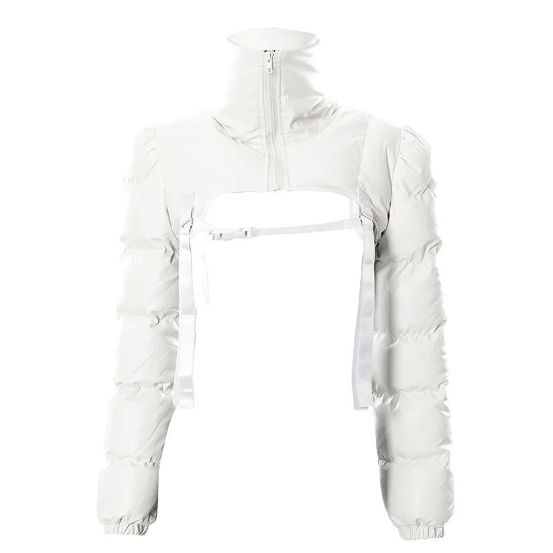 Autumn and Winter 2023 New Women's Solid Color Stand-up Collar Cardigan Zipper Adjustment Buckle Short Women Short Cotton Coat