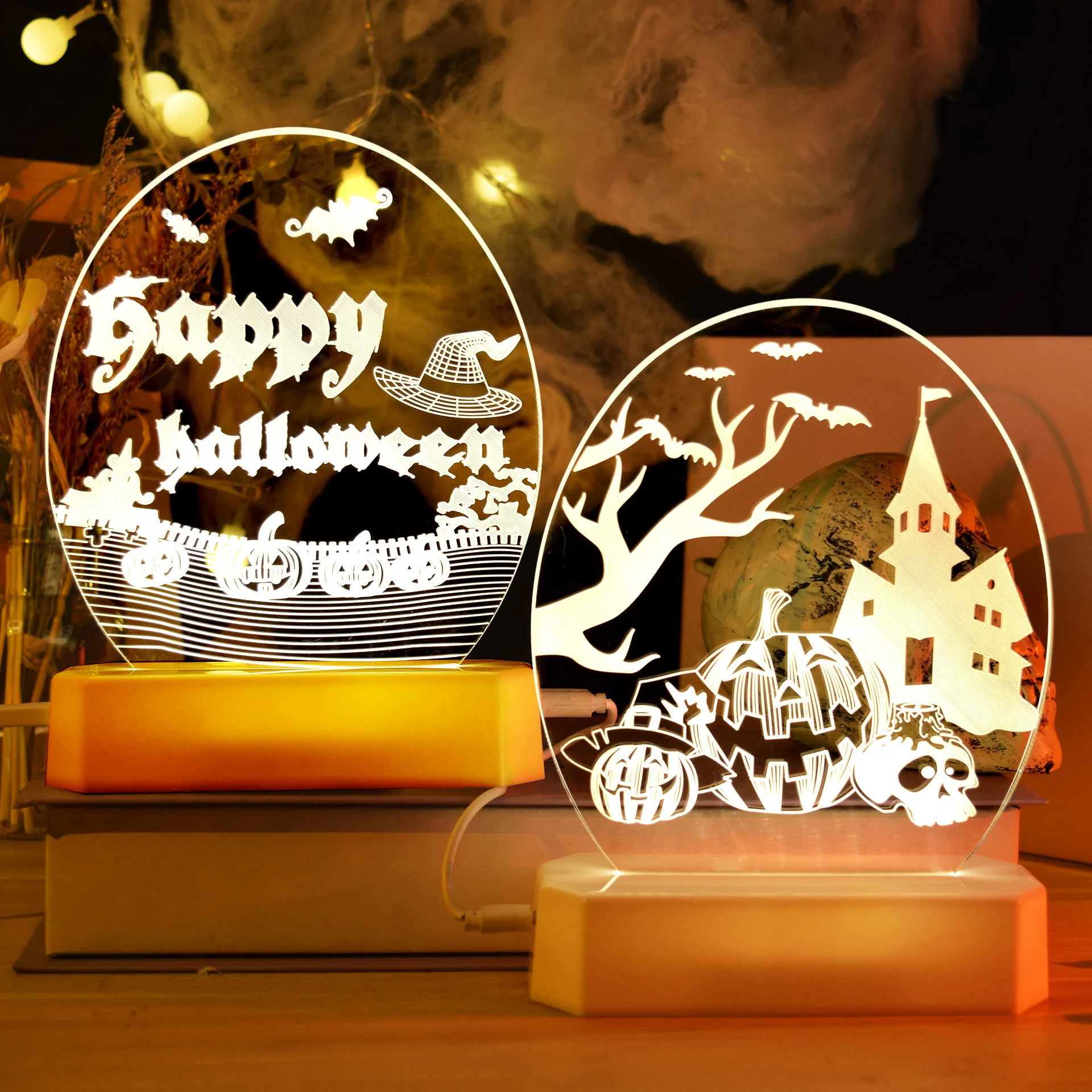 

Cross-border Halloween 3D nightlight Festival decorated LED lights creative pumpkin decorative ornaments decorative lamp battery