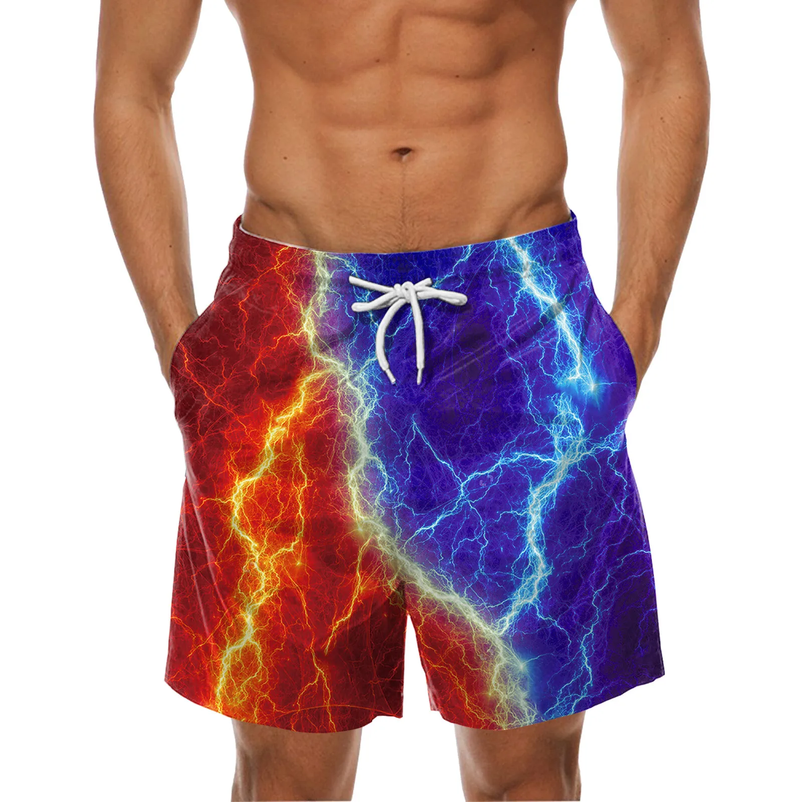 

Blue Bathing Suit Men Mens Spring Summer Casual Shorts Pants Printed Sports Beach Pants With Pockets Large Tall Swim Trunks