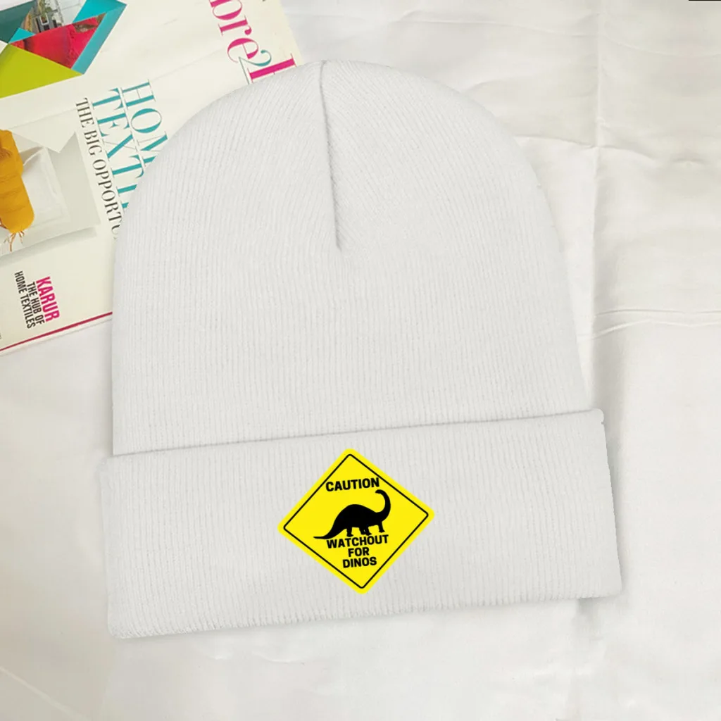 

Dinosaur Warning Jurassic World Dominion Action Knitting Beanie Caps Skullies Beanies Ski Caps Soft Bonnet Hats Winter Warm