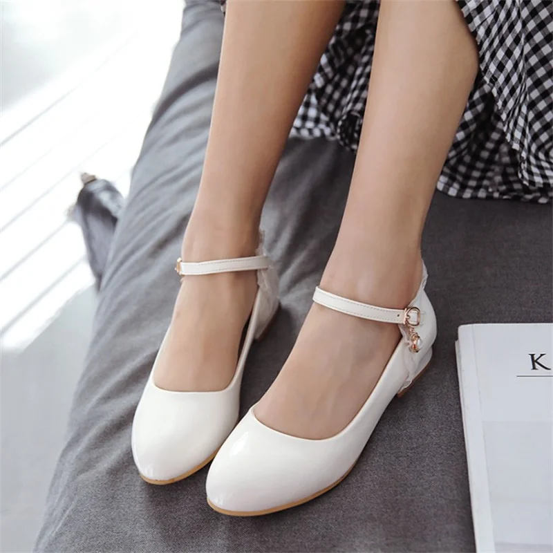YQBTDL White Black Mary Jane Shoes Pumps for Women Low Heel Buckle Strap Party Ladies Dress Drop Ship Spring Summer 2022