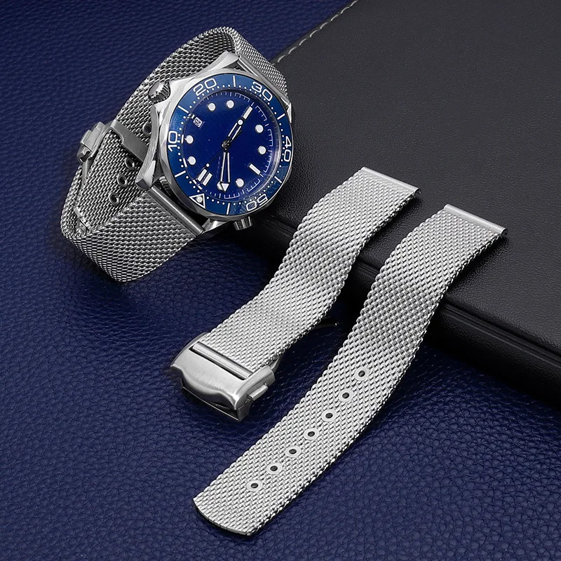 

Мужские аксессуары для часов Omega Seamaster 300, складная пряжка-бабочка, ремешок из нержавеющей стали, цепочка высокого класса, 20 22 мм
