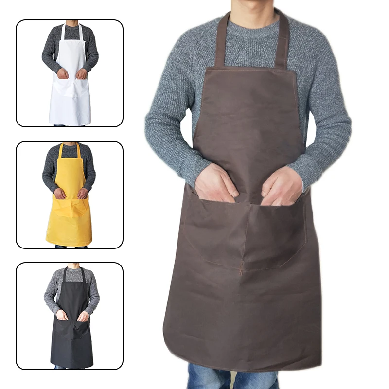 

Водонепроницаемые фартуки Oiel для шеф-повара, женский и мужской Кухонный Фартук с карманом, аксессуары без рукавов