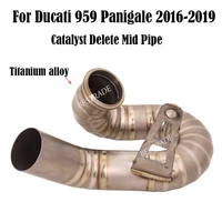 titanium alloy delete catalyst exhaust pipe motorcycle connect middle link tube slip on for ducati 959 panigale 2016 2019