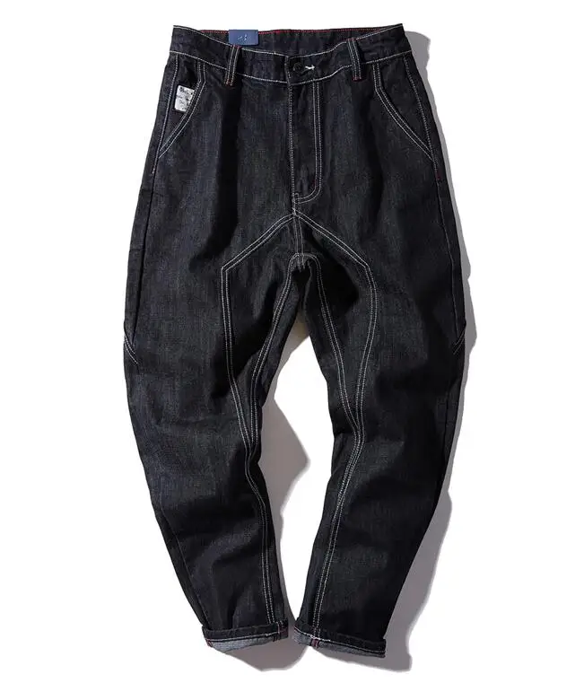 Men's Jeans Cross-Pants Jeans Black Small Straight Legs Hip Hop Pants Loose Large Size Skate Pants