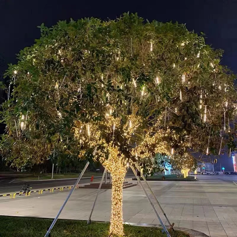 

Meteor shower led lights colorful lights flashing lights string lights full of stars outdoor decorative lights.