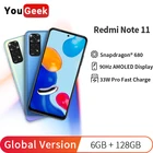 Xiaomi Redmi Note 11 смартфон с восьмиядерным процессором Snapdragon 128, ОЗУ 6 ГБ, ПЗУ 680 ГБ, 5000 мАч, 33 Вт, 48 МП