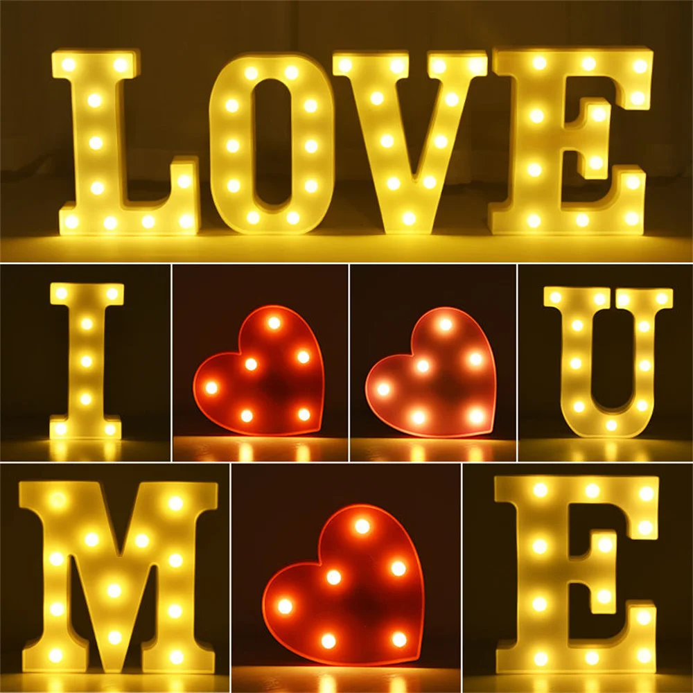 

DIY Home Decor Number Luminous Letter LED Night Light 26 English Alphabet Lamp Wedding Birthday Party Christmas Decoration