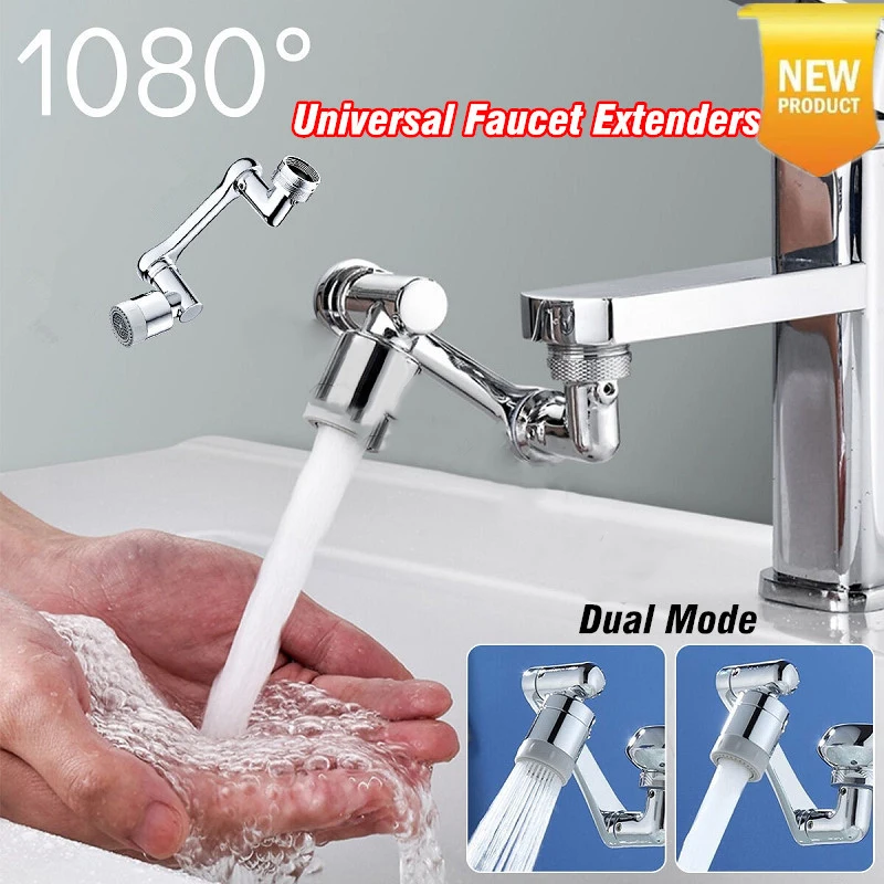 

Universal 1080° Rotatable Faucet Aerator Extender Plastic Splash Filter Faucets Bubbler Nozzle Robotic Arm for Kitchen Bathroom