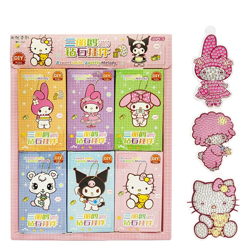 

Sanrio, алмазные хрустальные наклейки Hello Kitty Melody Kuromi для творчества, милые картины, картины, искусство, детское творчество, вышивка, коллекцион...