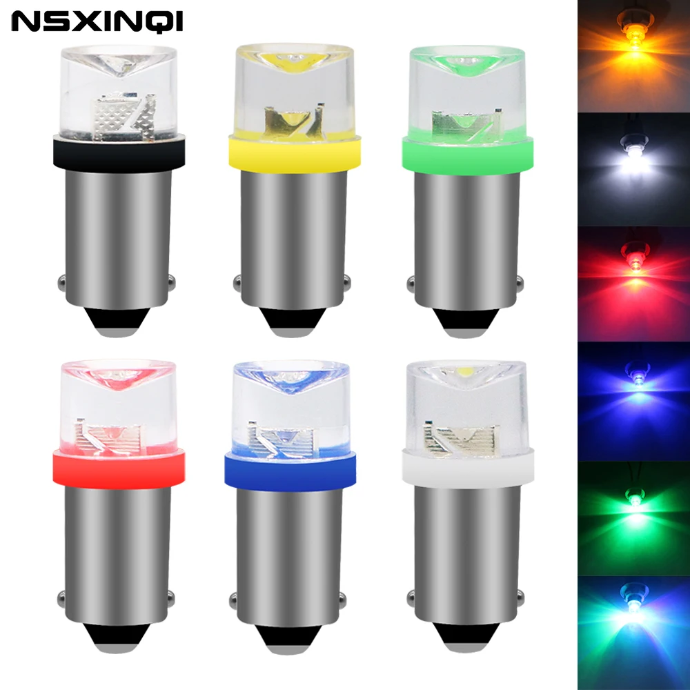 

NSXINQI 100pcs DC 12V BA9S LED Car Bulb T4W Concave Instrument Indicator Lights Auto Interior Side Light