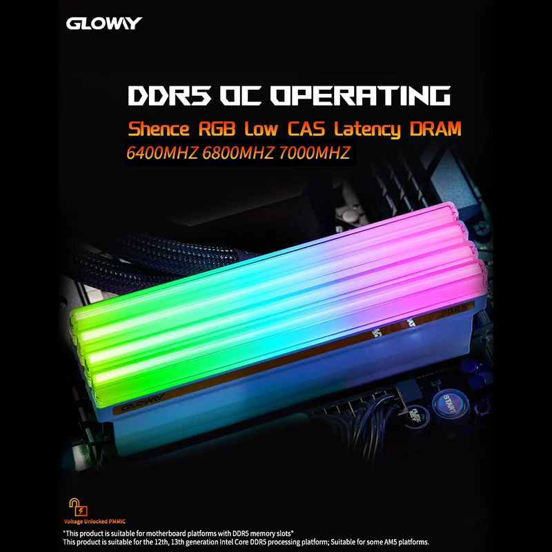 

Gloway RGB Memory DDR5 RAM 16GBX2 6400MHZ 6800MHZ Rams Memoria DDR5 UDIMM Dual Channel Computador Desktop PC