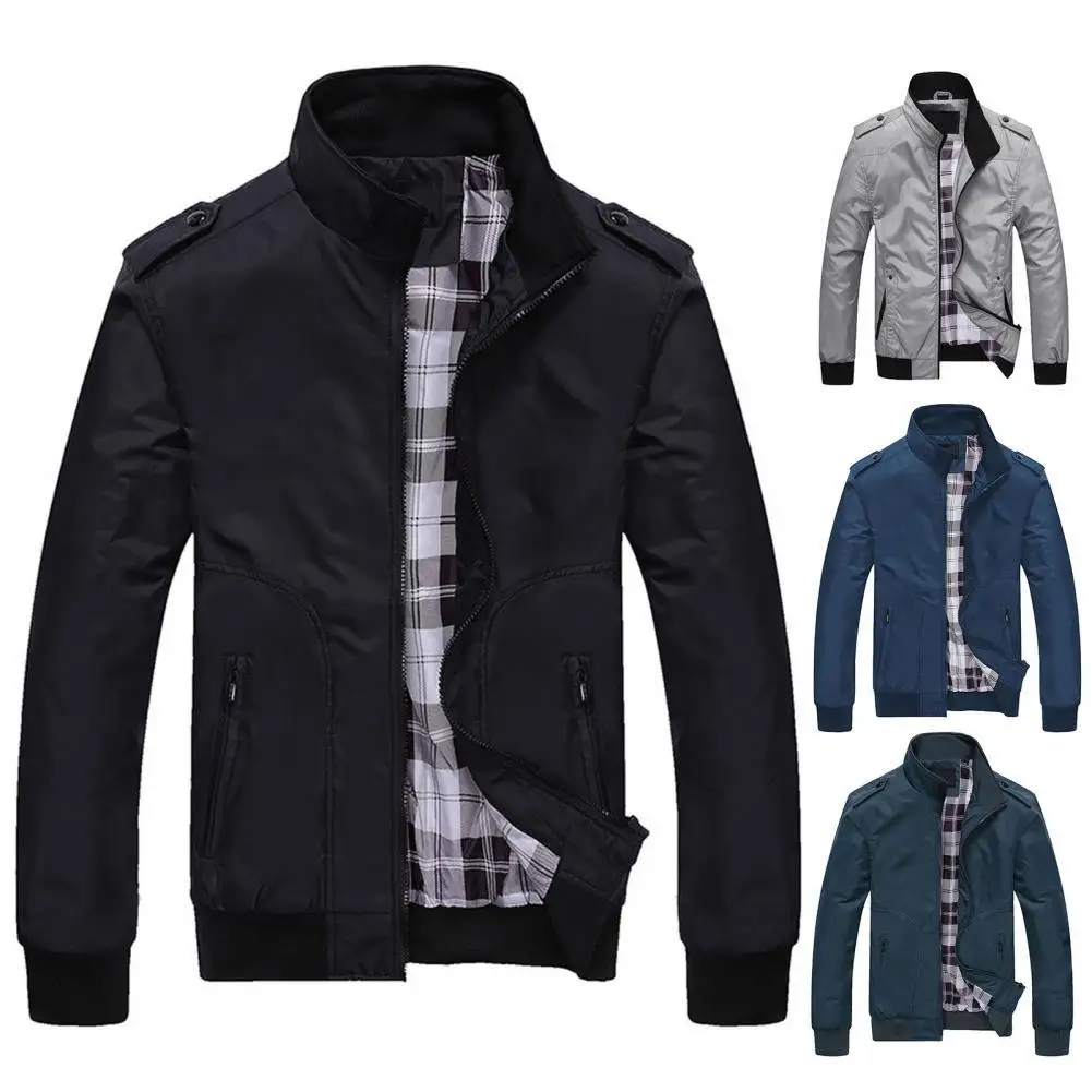 

Fantastic Jacket Plaid Inseam Loose Men Jacket Lightweight Men Coat