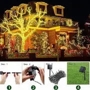 1pc outdoors solar string light 200 leds 8 modes solar lamp led lights strips waterproof for gardens courtyard wedding party mothers day valentines day new year christmas tree home decor details 4