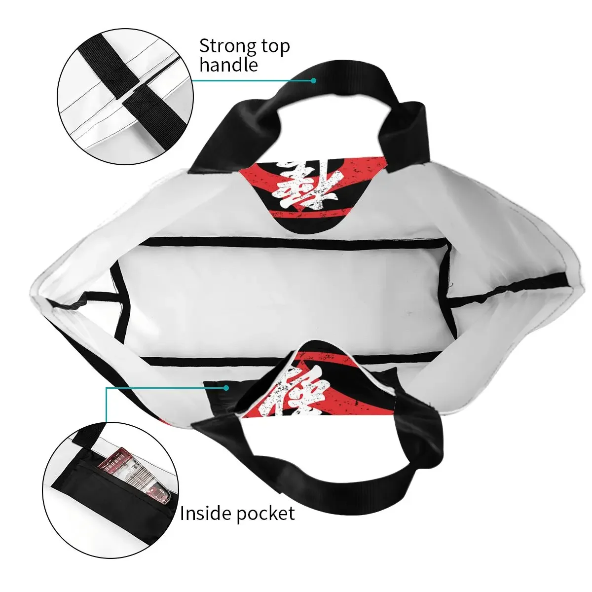 Сумка-тоут Kawaii Kyokushi для покупок многоразовый холщовый саквояж на плечо в боевых