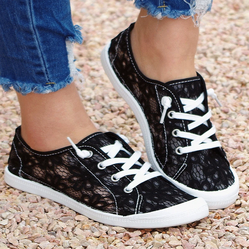

2022 Summer Shoes Fashion Lace Flat Breathable Women Sneakers Female Lace-up Casual Comforty Mesh Sport Shoes Zapatillas Mujer