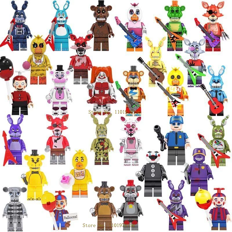 8pcs/lot Disney FNAF Five Nights At Freddys Building Blocks Nightmare Freddy Chica Bonnie Funtime Foxy Action Figures Toys gifts
