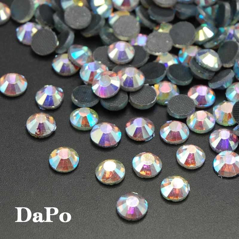 Высококачественные Стразы SS6 SS8 SS10 SS12 SS16 SS20 SS30 Crystal AB DMC с горячей фиксацией плоской