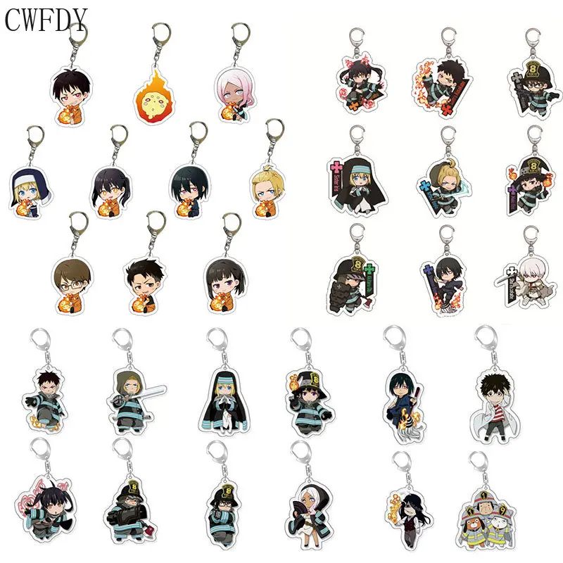 

20pcs Anime Enn Enn No Shouboutai Fire Force Keychain Transparent Double-sided Pendant Acrylic Keyring For Baby Jewelry Gifts