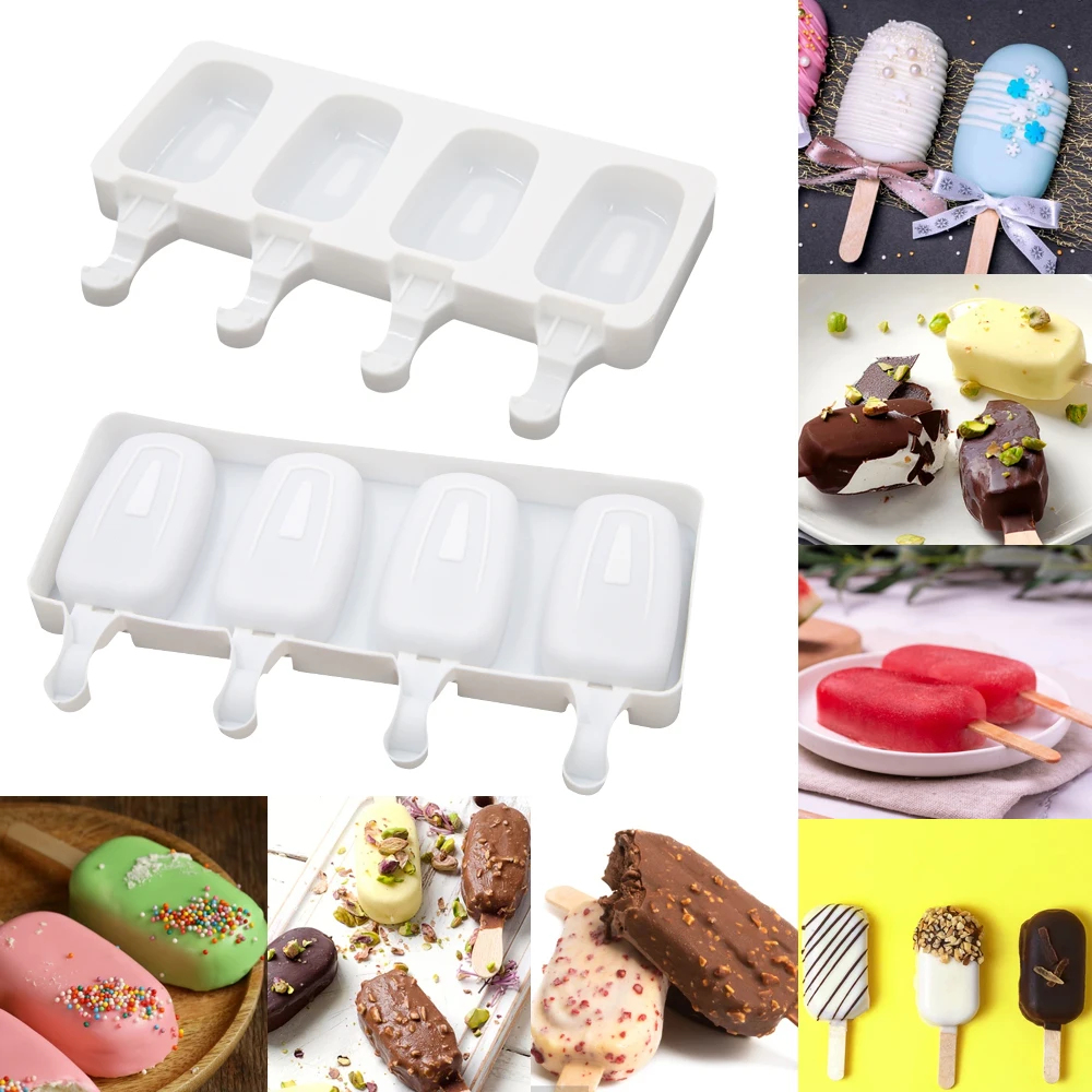 

Ice Cream Silicone Mold 4/8 Hole DIY Popsicle Mold Homemade Ice Cream Maker Dessert Freezer Ice Cube Ice Tray Kichen Accessories