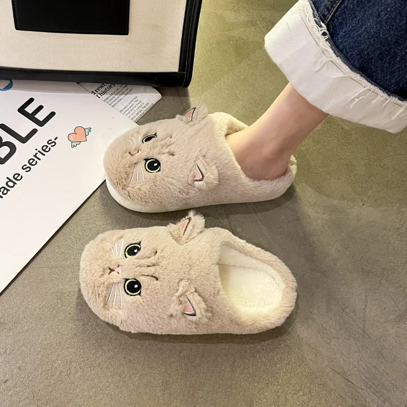 

Домашние плюшевые тапочки, женские зимние плюшевые хлопковые Теплые Симпатичные плюшевые Нескользящие домашние женские тапочки из хлопка