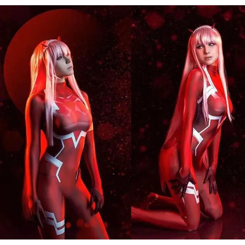 Женский костюм для косплея Zero Two Darling in the Franxx 02 Клаксозавр принцесса 001 зентай боди