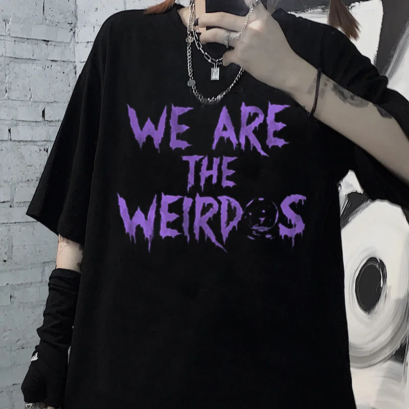 

Women's T-shirt Gothic Streetwear Tops Harajuku Print Short Sleeve Oversized T-shirt Punk Clothes Hip Hop Aesthetic T-shirt