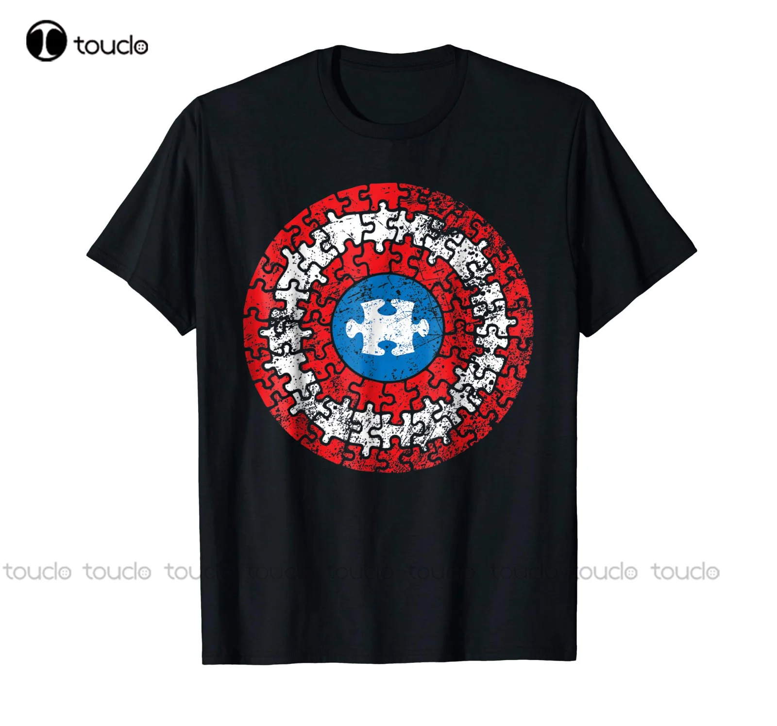 

Autism Awareness Puzzle Superhero Shield T Shirt Men'S T-Shirts Custom Aldult Teen Unisex Digital Printing Tee Shirts Streetwear